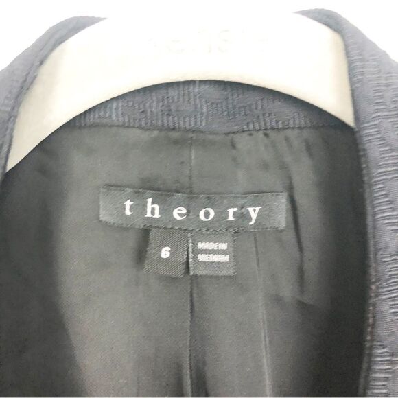 THEORY | Textured Animal Print Embossed Black Open Front Blazer Women’s Size 6 - Picture 5 of 8